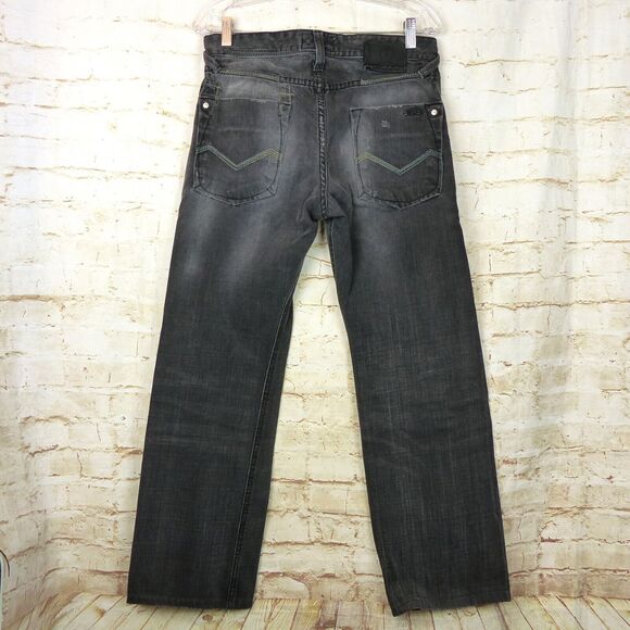 Energie Sixty Y2K Marrey Jean Men 30x28.5 Black Distress Relaxed Button Fly Rock - Picture 2 of 12